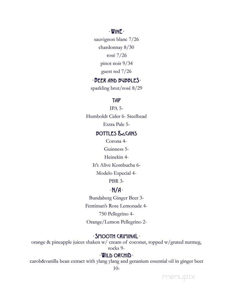 Griffin - Arcata, CA menu_pic