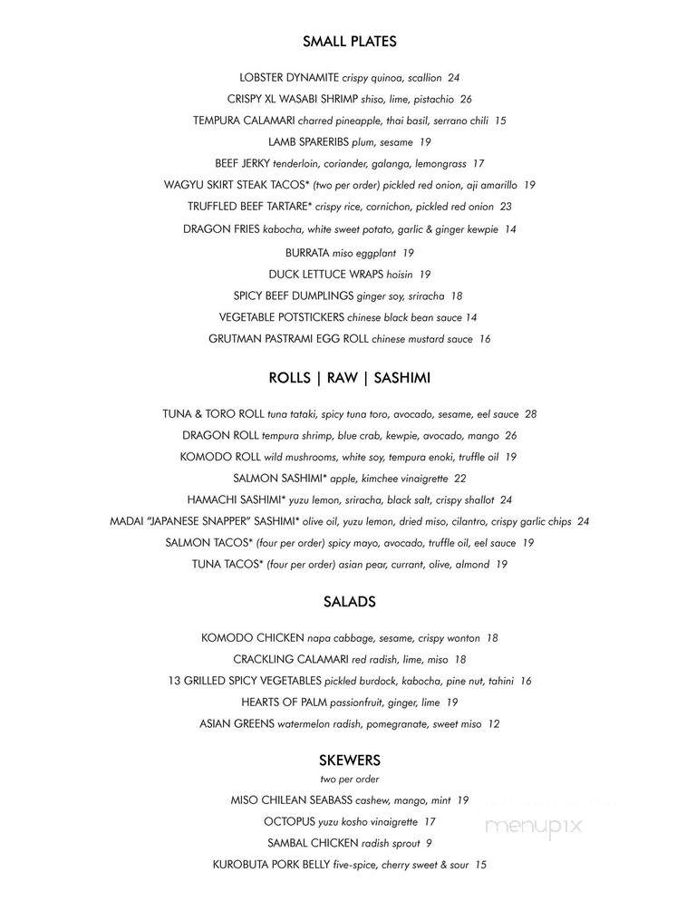 Komodo Restaurant & Lounge - Miami, FL menu_pic