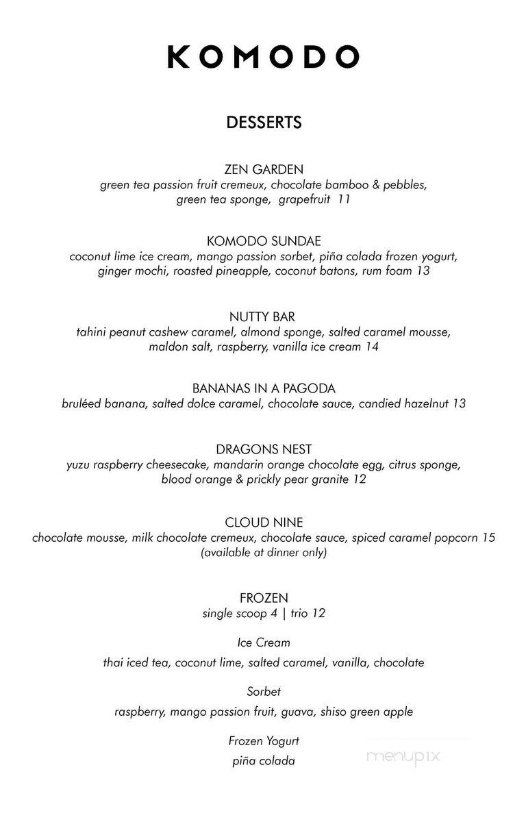 Komodo Restaurant & Lounge - Miami, FL menu_pic