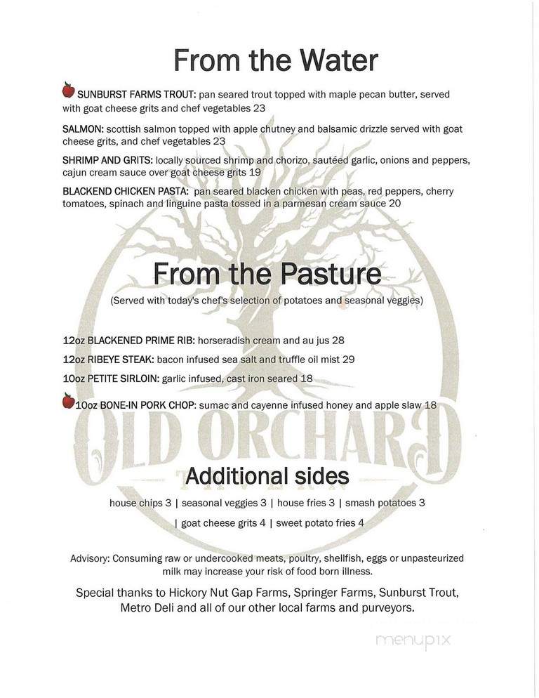 Old Orchard Tavern - Hendersonville, NC menu_pic