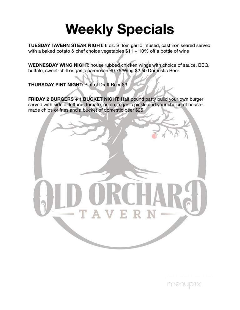 Old Orchard Tavern - Hendersonville, NC menu_pic