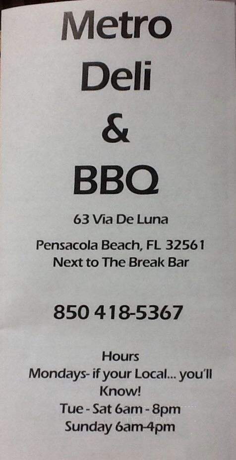 Metro Deli & BBQ - Pensacola Beach, FL