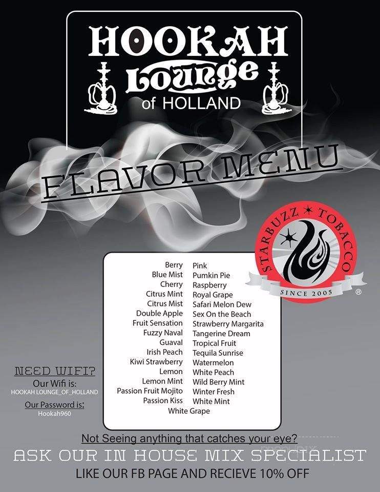 Hookah Lounge of Holland - Holland, MI menu_pic