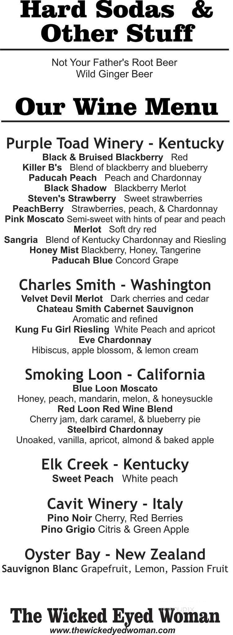 The Wicked Eyed Woman - Elizabethtown, KY menu_pic