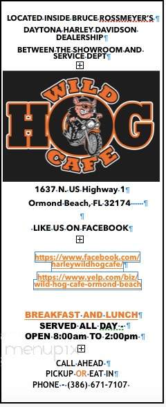 Wild Hog Cafe - Ormond Beach, FL menu_pic