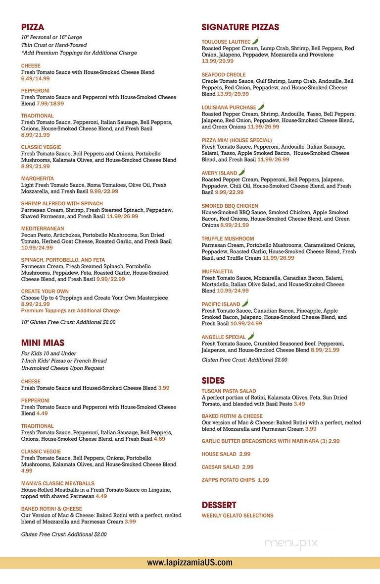 LA Pizza Mia - New Iberia, LA menu_pic