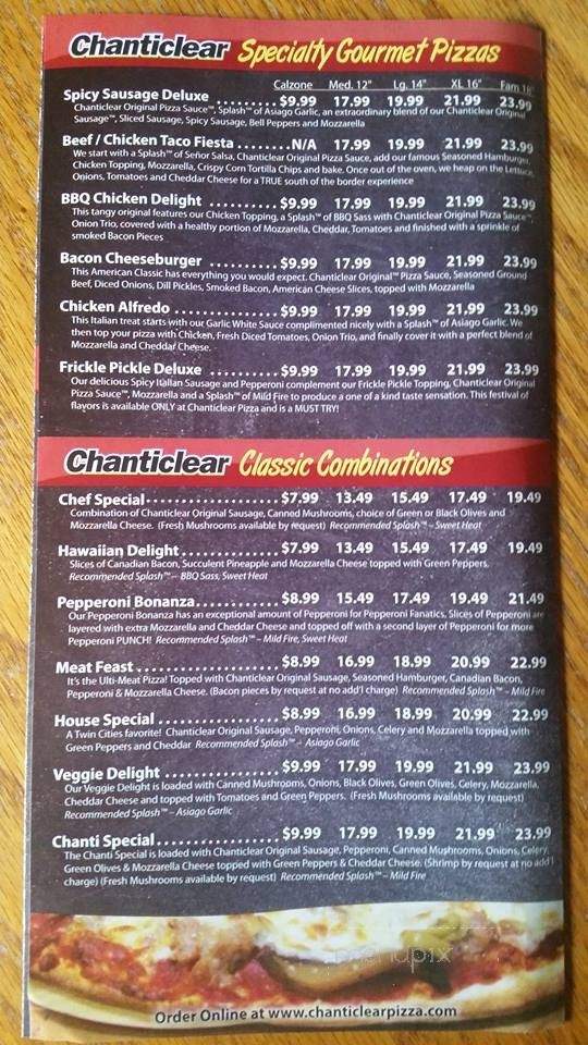 Chanticlear Pizza - Albertville, MN menu_pic