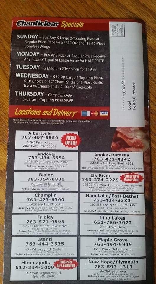 Chanticlear Pizza - Albertville, MN menu_pic