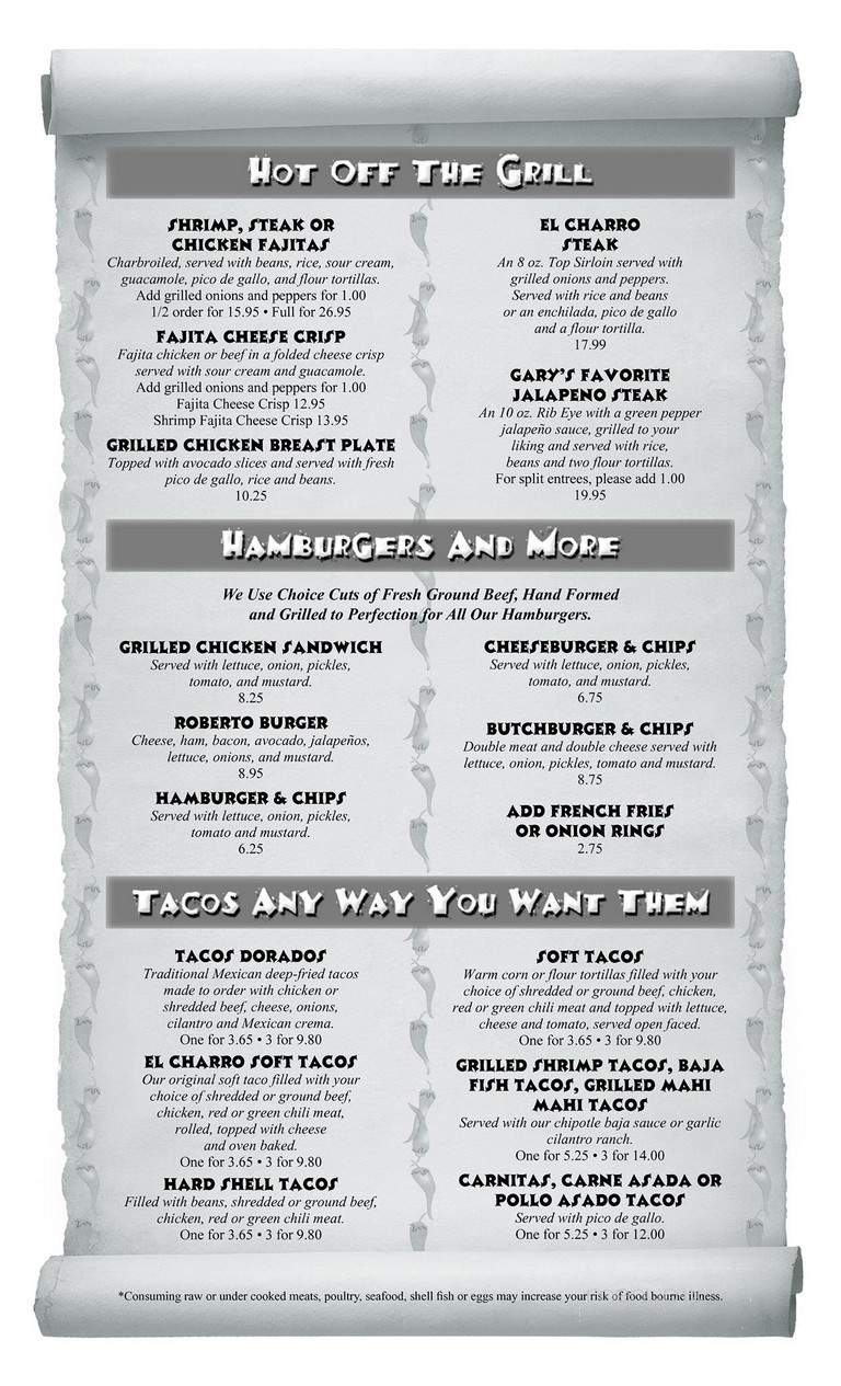 El Charro Norte - Chino Valley, AZ menu_pic