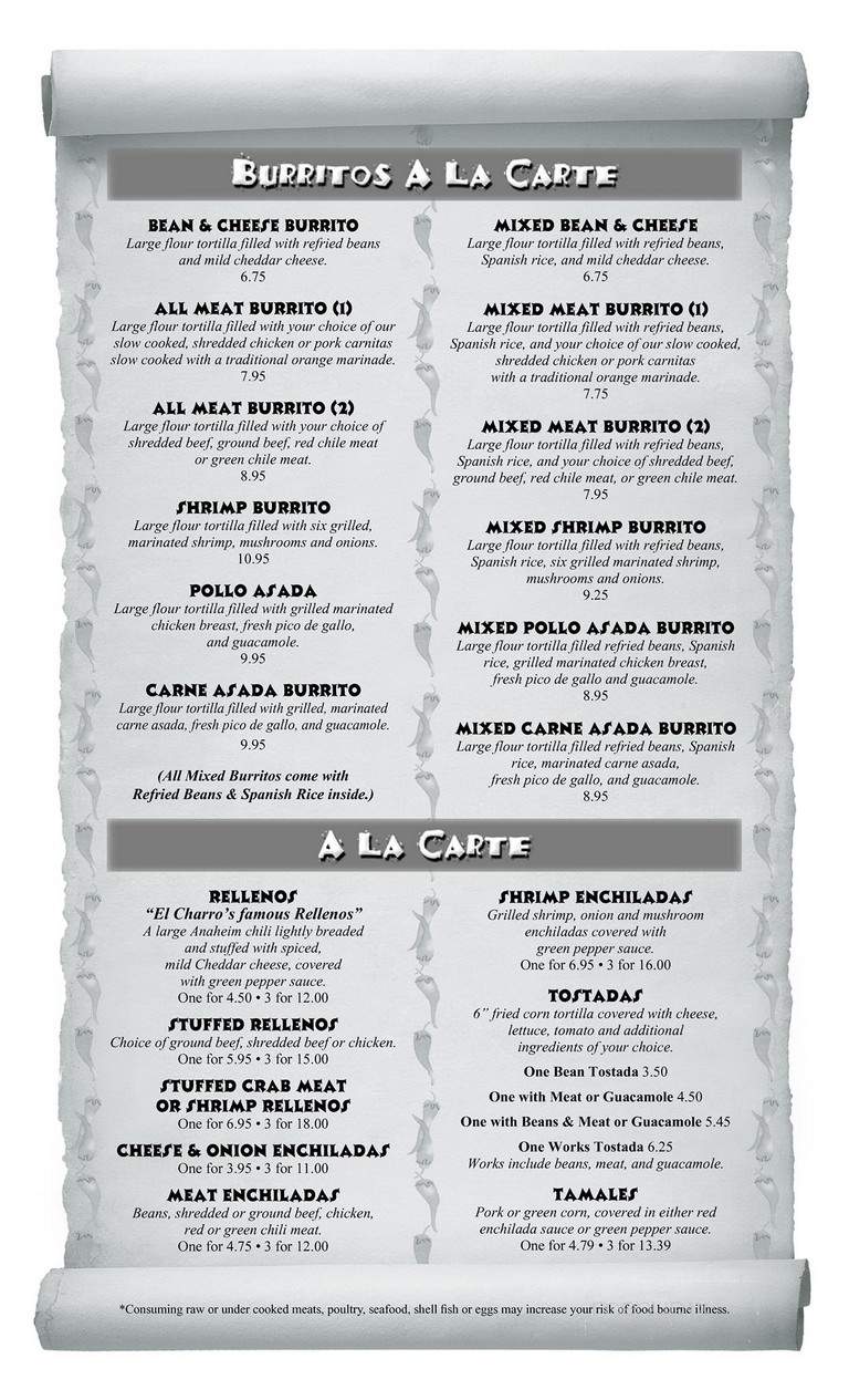 El Charro Norte - Chino Valley, AZ menu_pic