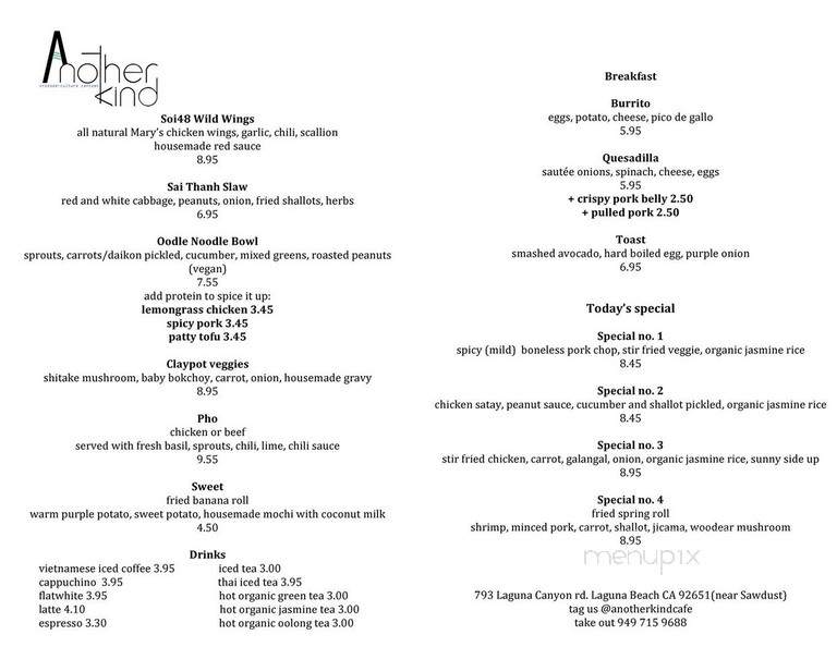Another Kind Cafe - Laguna Beach, CA menu_pic