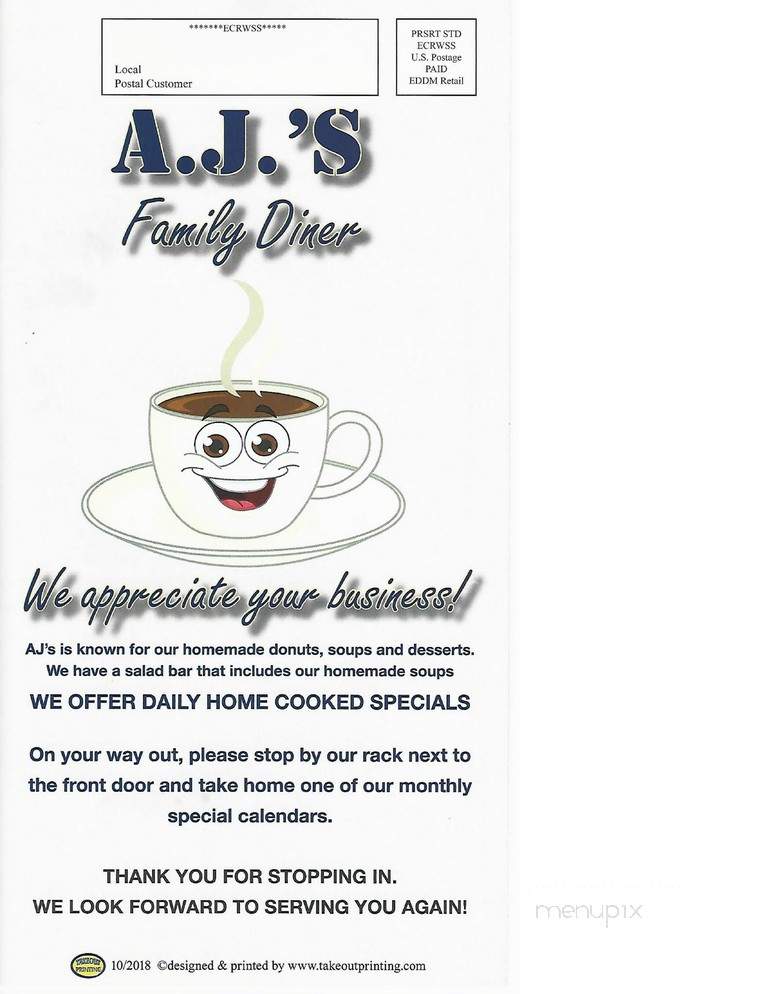 AJ's Diner - Ovid, NY menu_pic
