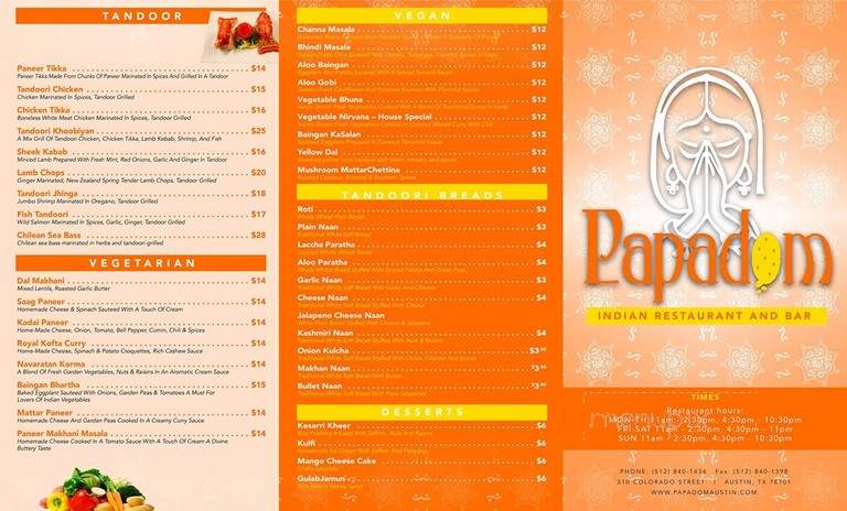 Papadom - Austin, TX menu_pic