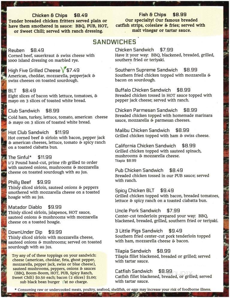 Legacy Pub - Lafayette, IN menu_pic