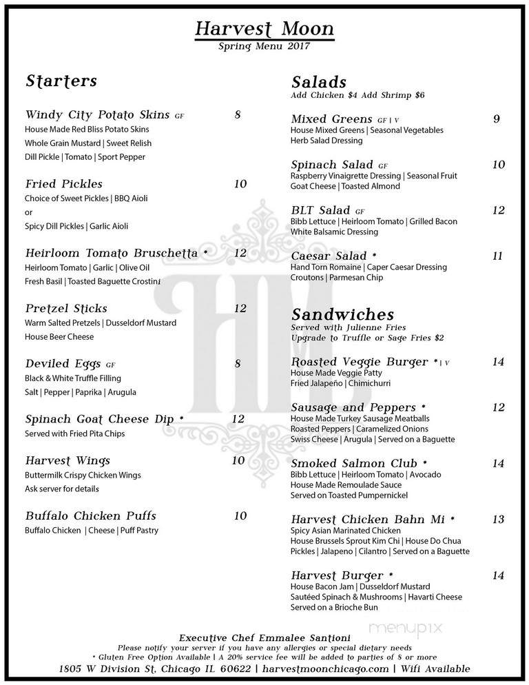 Harvest Moon - Chicago, IL menu_pic