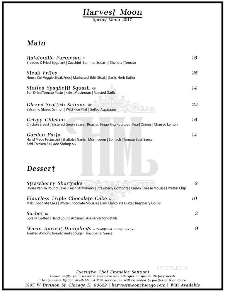 Harvest Moon - Chicago, IL menu_pic