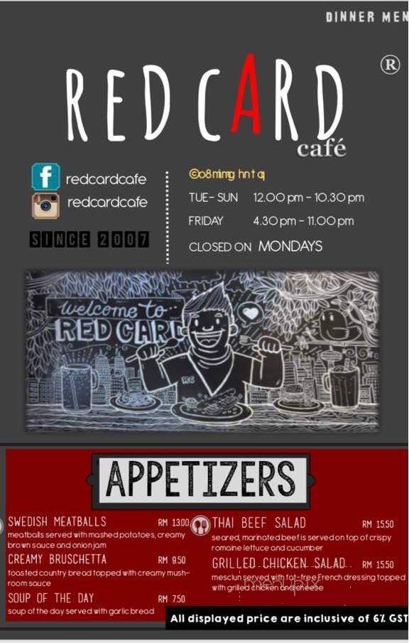 Red Card Cafe - San Diego, CA menu_pic