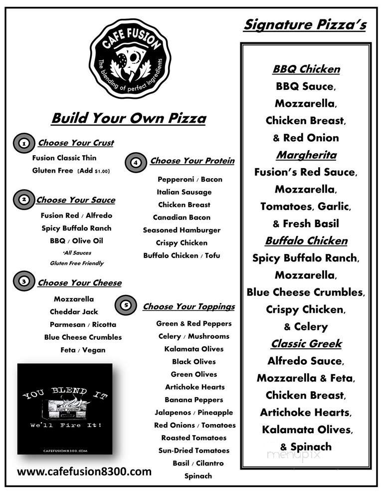 Cafe Fusion - Bloomington, MN menu_pic