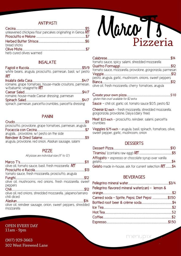 Marco T's Pizzeria - Anchorage, AK menu_pic