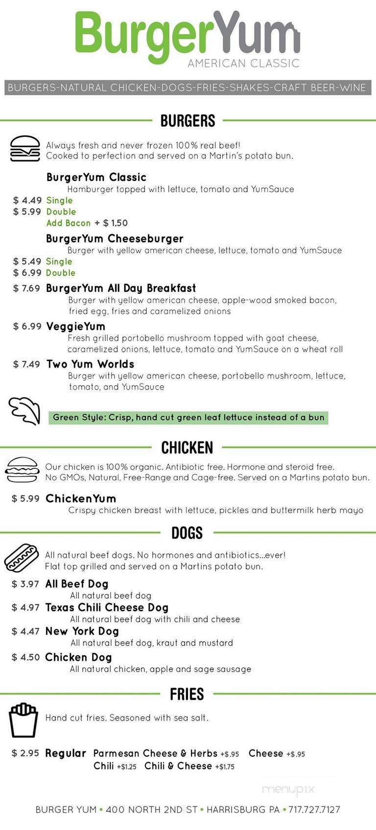 Burger Yum - Harrisburg, PA menu_pic