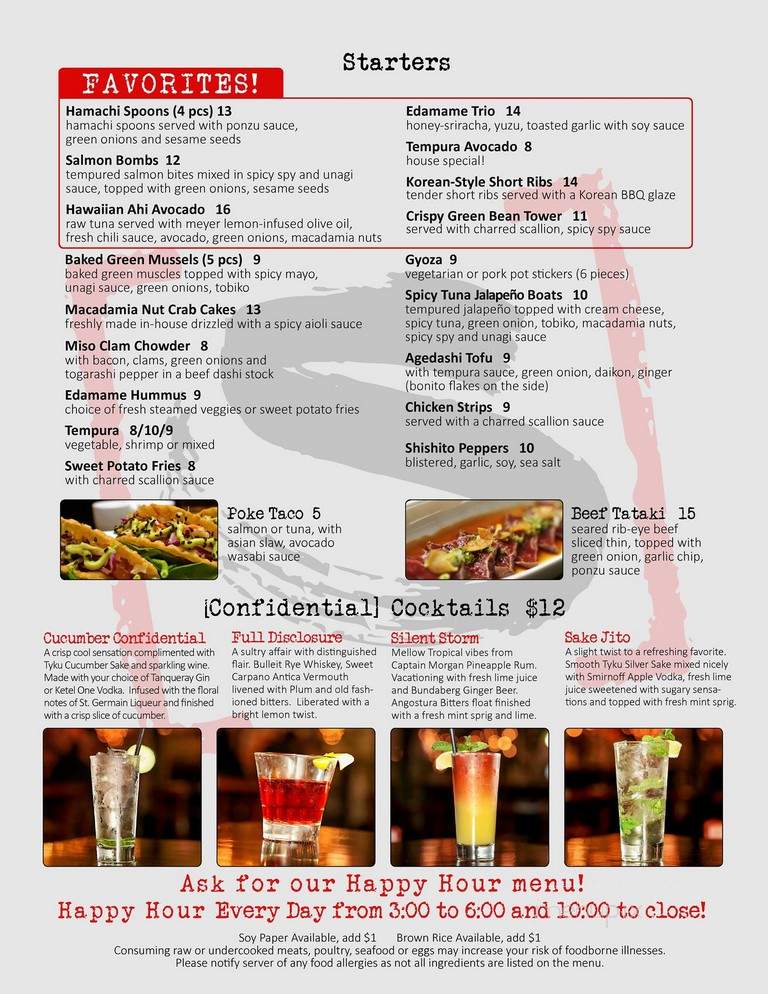 Sushi Confidential - San Jose, CA menu_pic