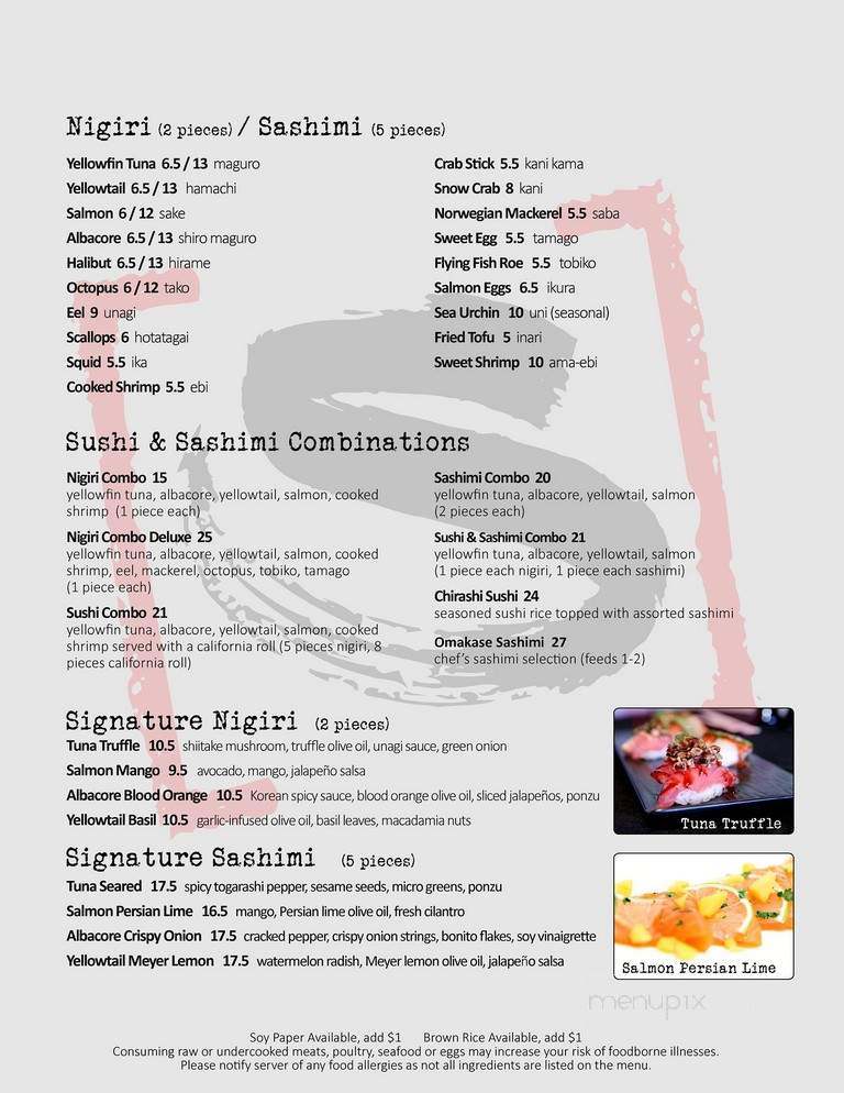 Sushi Confidential - San Jose, CA menu_pic