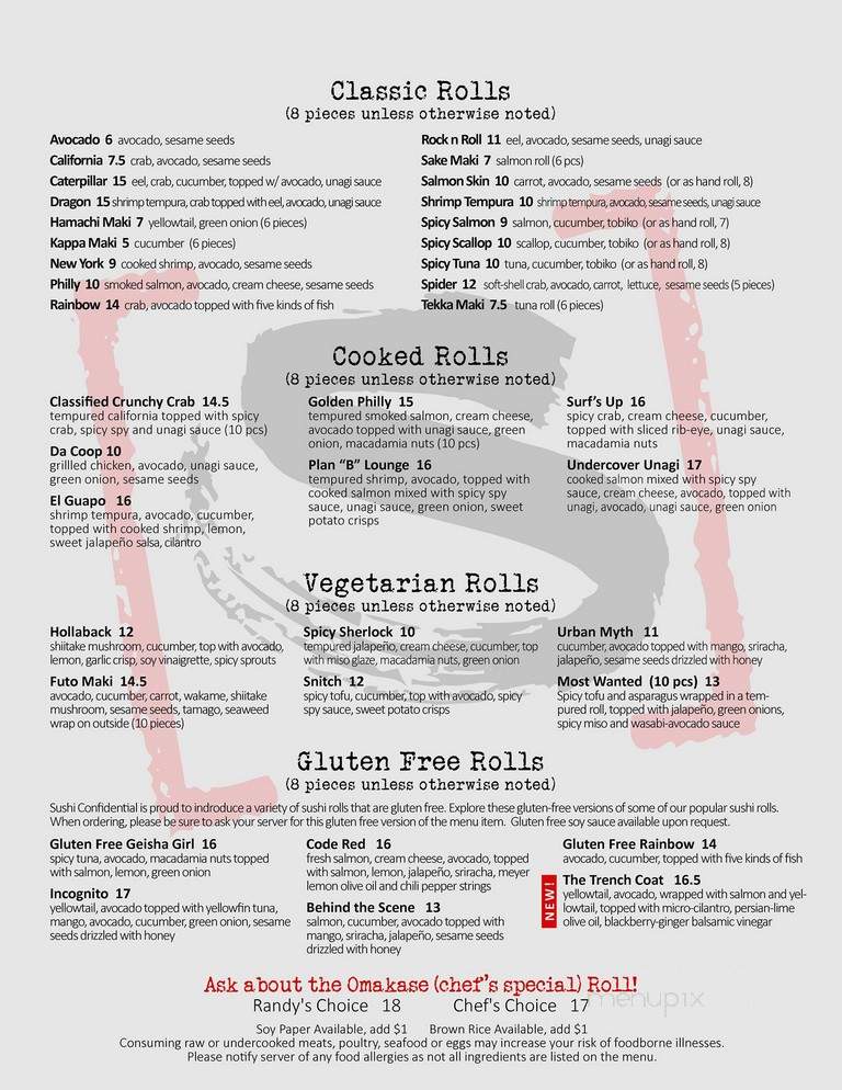 Sushi Confidential - San Jose, CA menu_pic
