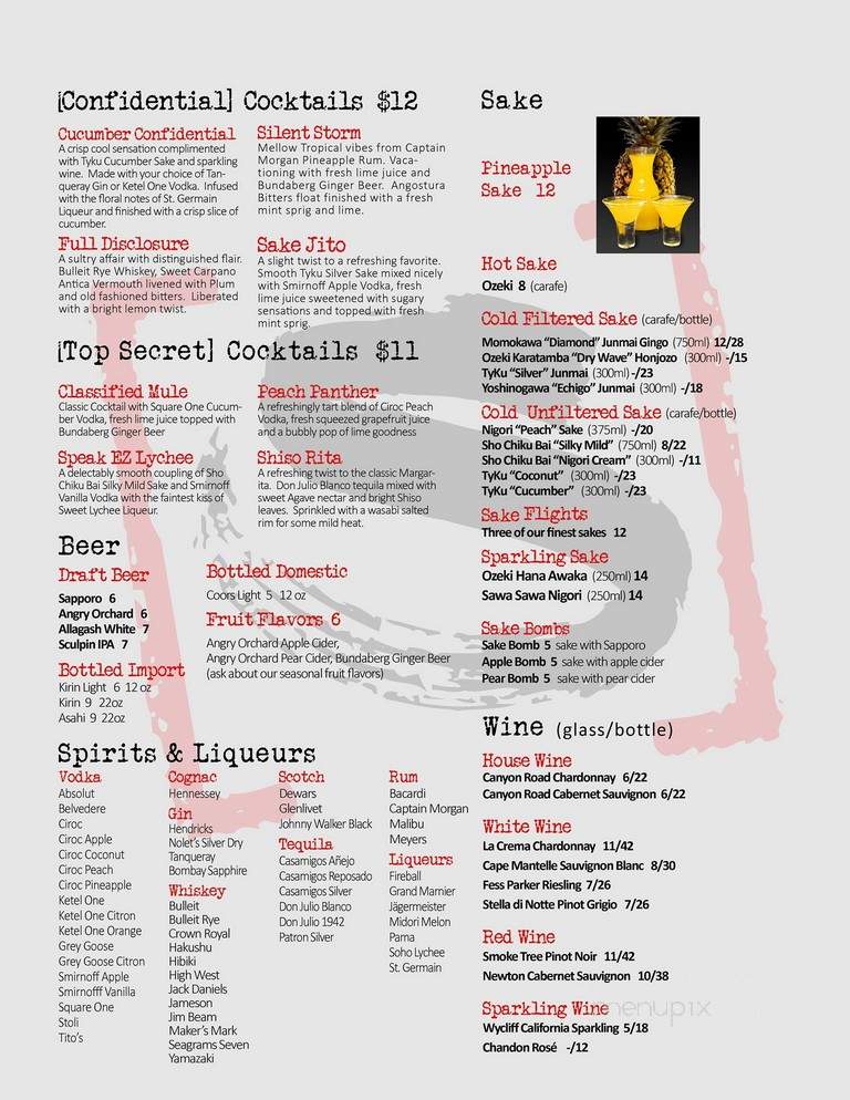 Sushi Confidential - San Jose, CA menu_pic