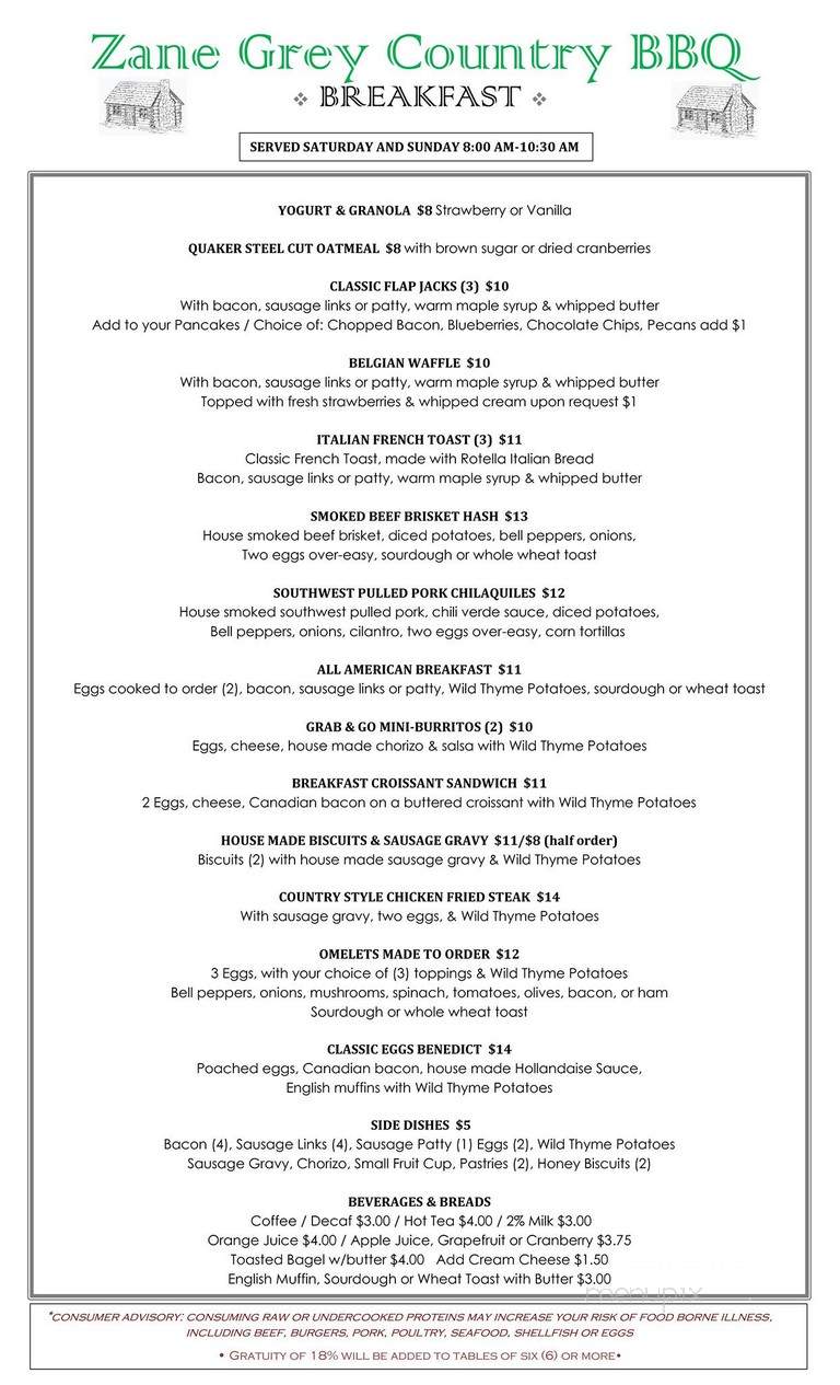 Zane Grey - Payson, AZ menu_pic