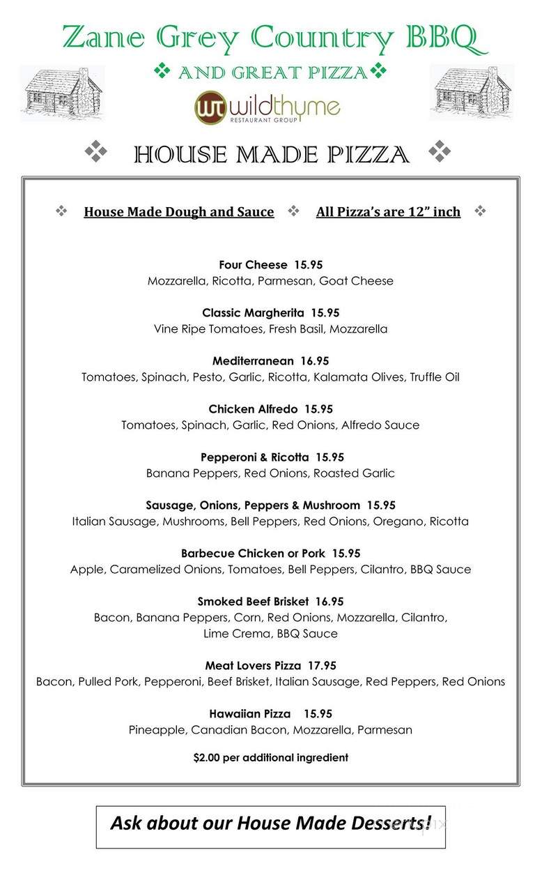 Zane Grey - Payson, AZ menu_pic
