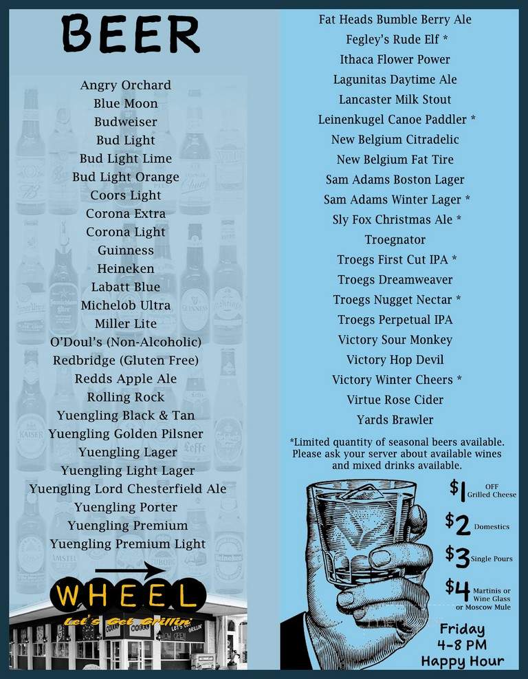 Wheel - Pottsville, PA menu_pic