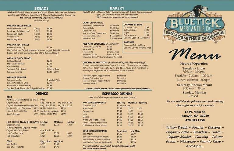 Bluetick Mercantile Co. - Forsyth, GA menu_pic