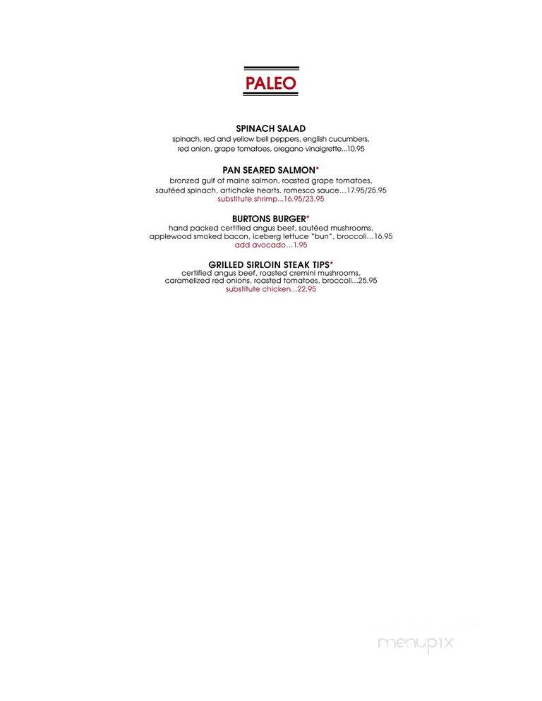 Burtons Grill & Bar - Charlotte, NC menu_pic