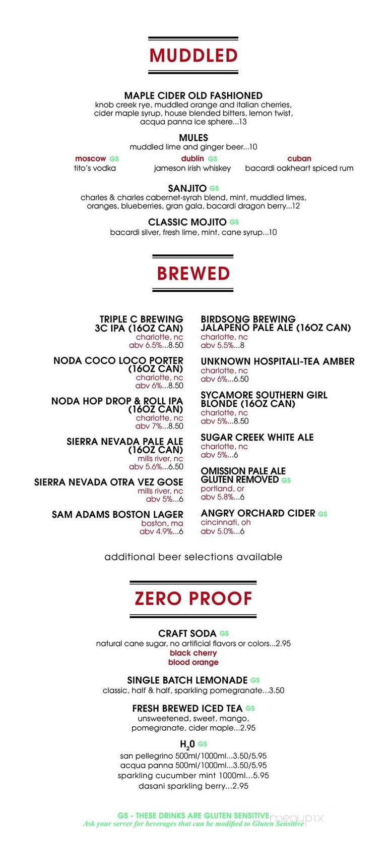 Burtons Grill & Bar - Charlotte, NC menu_pic
