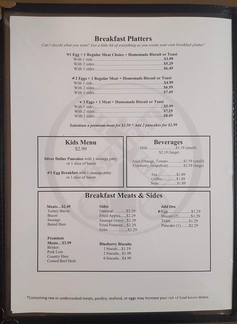 Rail Yard Restaurant - Appomattox, VA menu_pic