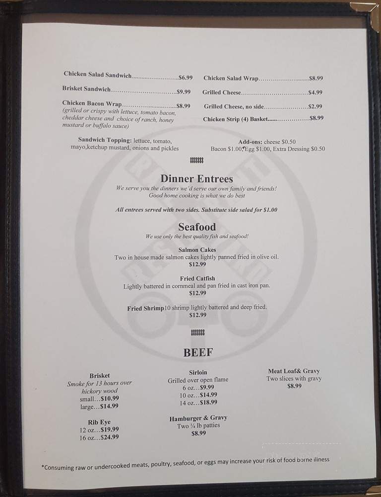 Rail Yard Restaurant - Appomattox, VA menu_pic