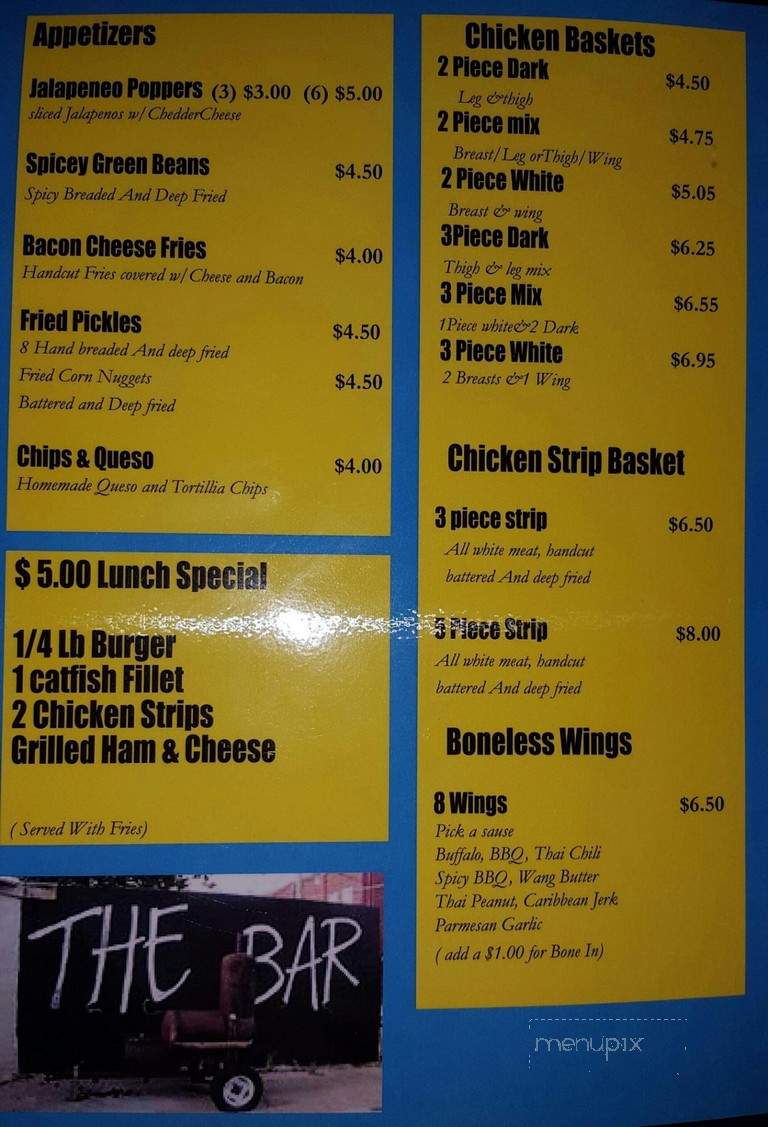 The Bar - Winfield, KS menu_pic