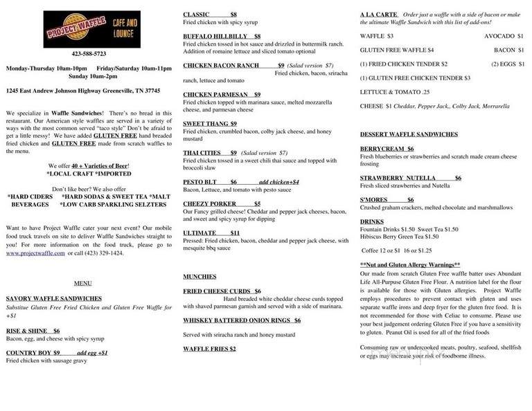 Sleepy Owl Brewery - Kingsport, TN menu_pic