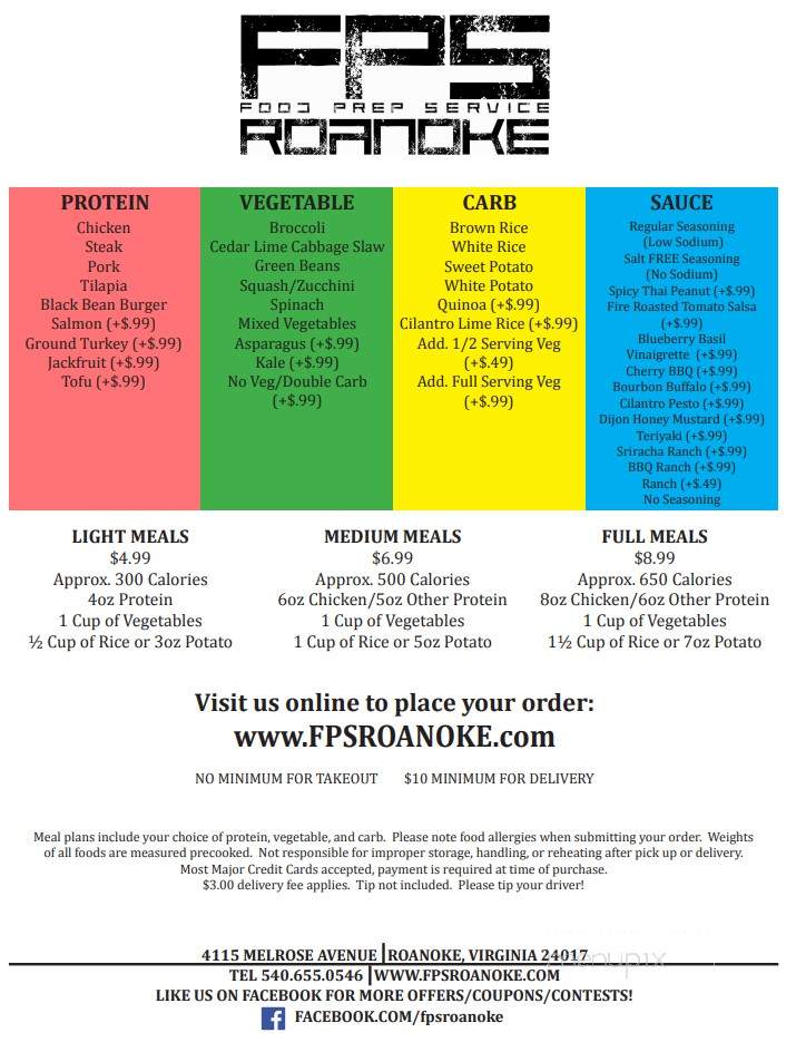 FPS Cafe & Spirits - Roanoke, VA menu_pic