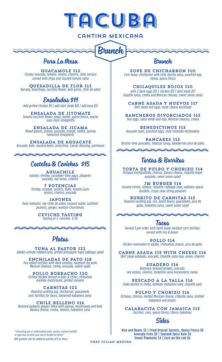Tacuba Hell's Kitchen Cantina Mexicana - New York, NY menu_pic