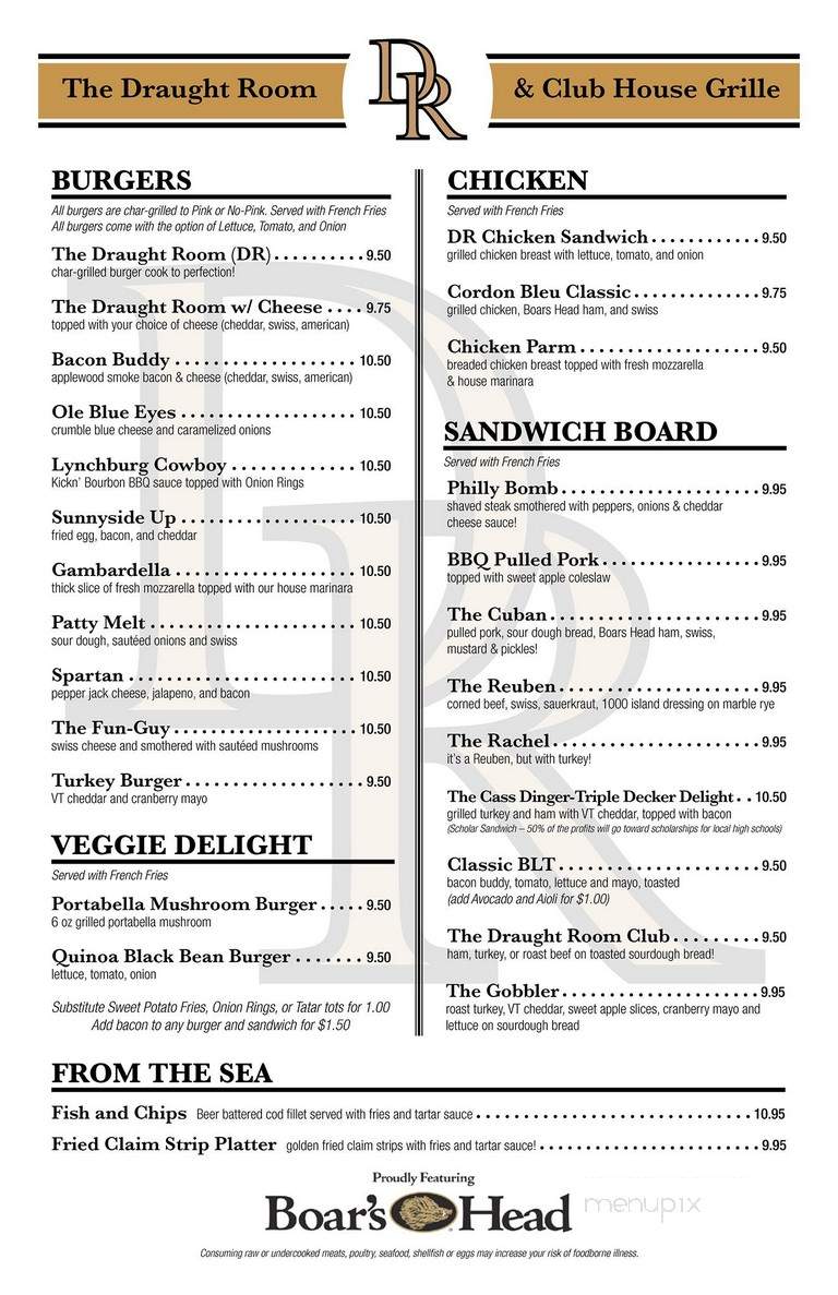 The Draught Room - Rutland, VT menu_pic