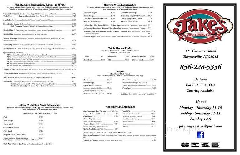 Jake's on Greentree - Turnersville, NJ menu_pic