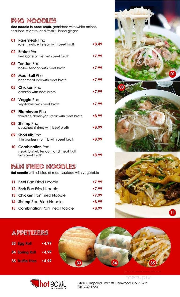 Hot Bowl Noodle - Lynwood, CA menu_pic