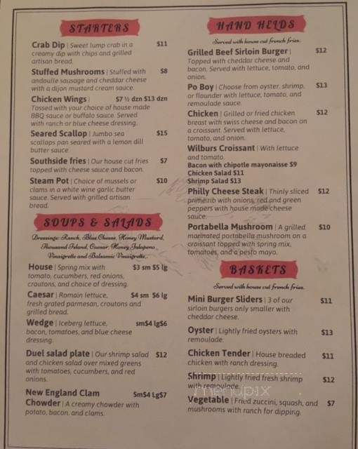 Wilbur's Cocktails & supper club - Santee, SC menu_pic