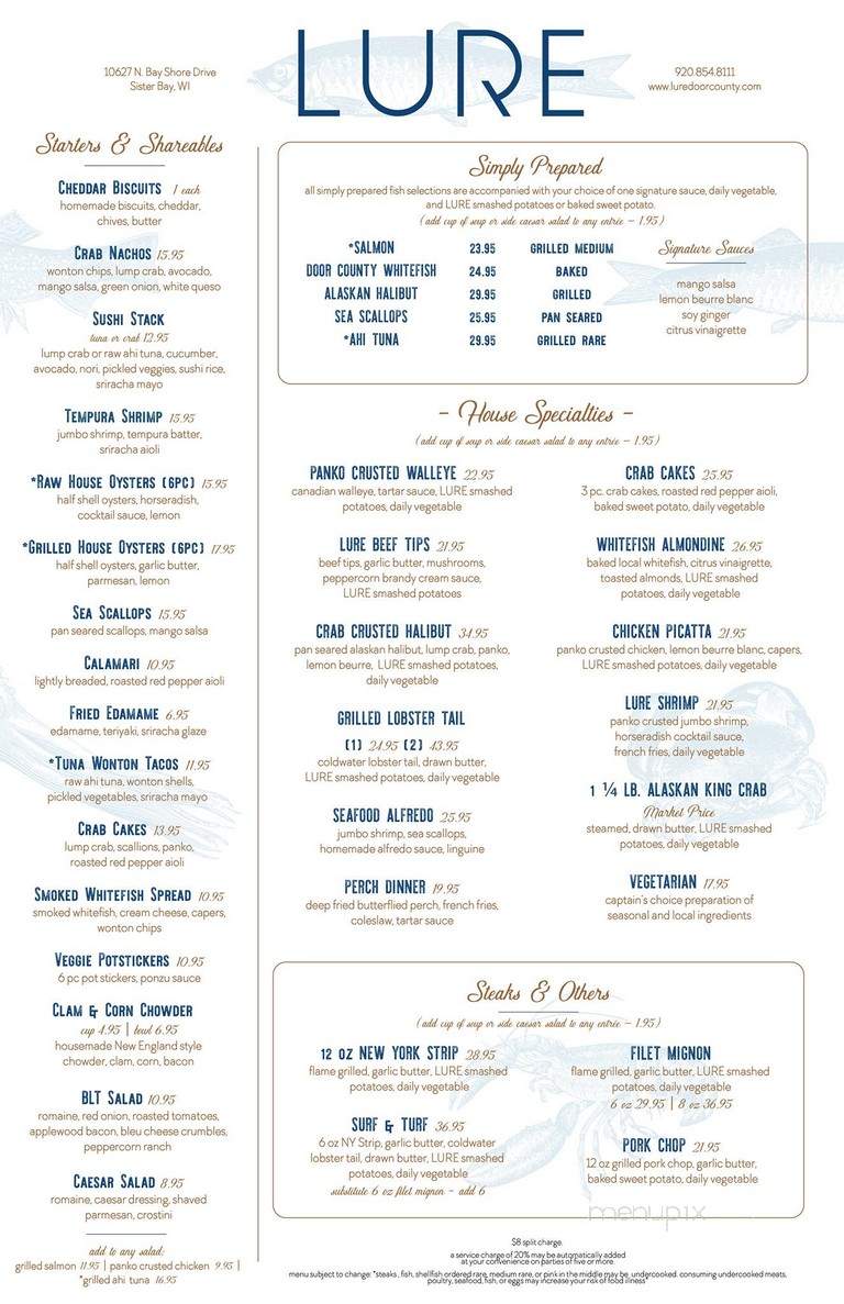 LURE - Sister Bay, WI menu_pic