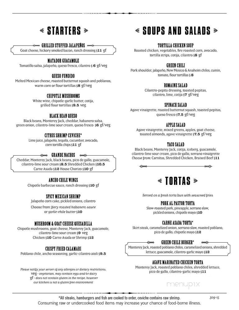 Casa Del Matador - Las Vegas, NV menu_pic