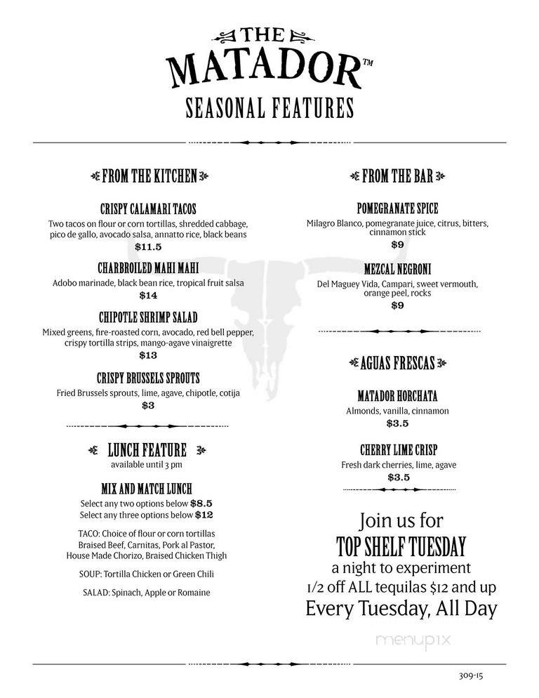 Casa Del Matador - Las Vegas, NV menu_pic