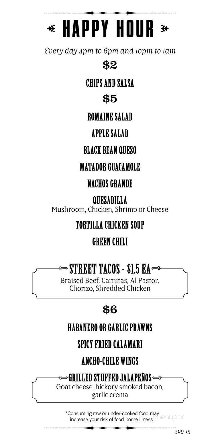 Casa Del Matador - Las Vegas, NV menu_pic