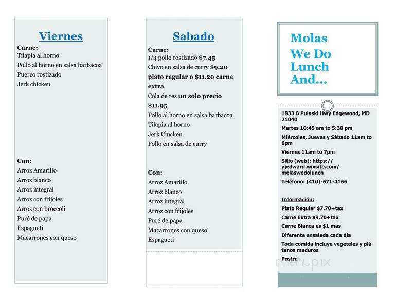 Molas - Edgewood, MD menu_pic