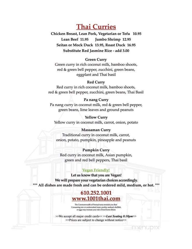 1001 Thai - Easton, PA menu_pic